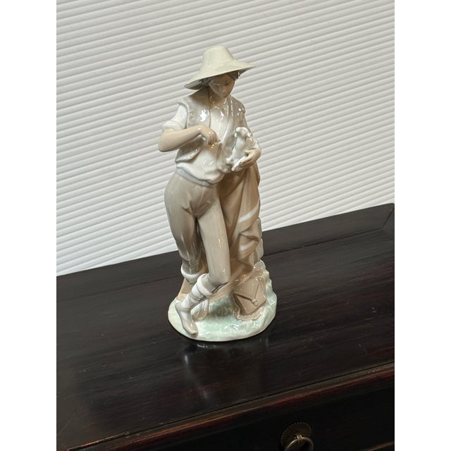 Juan Huerta for Lladró Shepherd Feeding Lamb Porcelain Figurine, Signed For Sale - Image 10 of 12