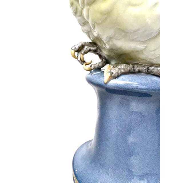 Mid 20th Century Early 20th Century Porcelain Life-Size Parrot Figures on Pedestals, by Karl Ens, a Pair For Sale - Image 5 of 12