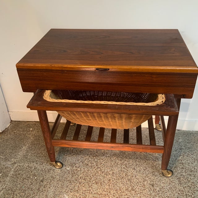 Mid-Century Modern 1960s Danish Modern Rosewood Sewing Stand by Johansson For Sale - Image 3 of 12