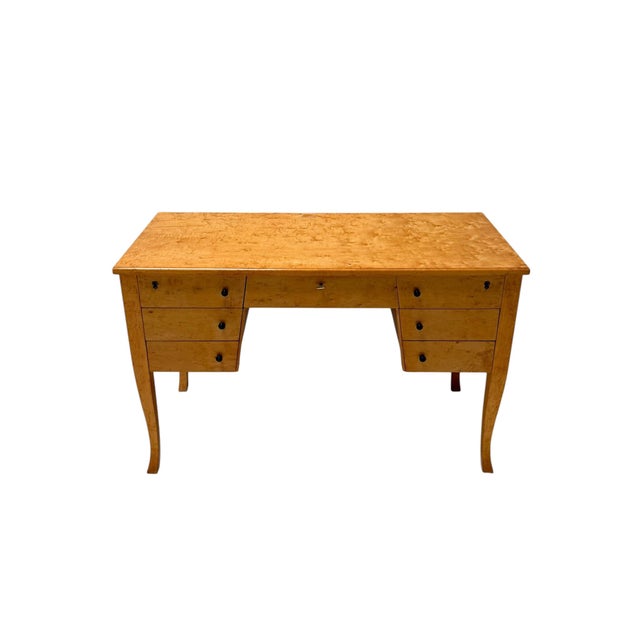 Art Deco Swedish Desk in Birdseye Maple, 1940s For Sale - Image 13 of 14