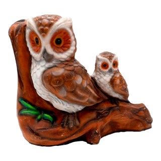 Large Owl and Baby Tree Limb Yard Art Cement Sculpture For Sale