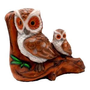 Large Owl and Baby Tree Limb Yard Art Cement Sculpture