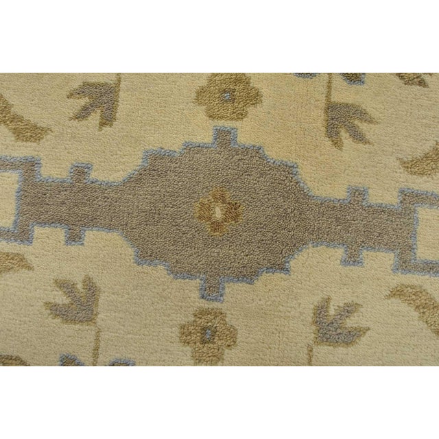 Textile Oushak Rug 9′ X 12’1” Ivory Wool Tribal Hand-Knotted Oriental Carpet For Sale - Image 7 of 12