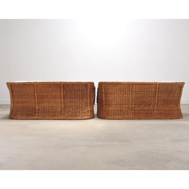 Pair of Michael Taylor Style Organic Modern Wicker Rattan Sofas For Sale - Image 18 of 18