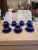 Blue Set of Seven Cobalt Blue Glass Cups and Saucers For Sale - Image 8 of 10