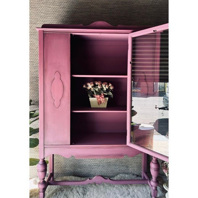 Vintage Romantic Petite Hutch From the 1930s Custom Painted a Beautiful Dusty Pink For Sale - Image 6 of 11