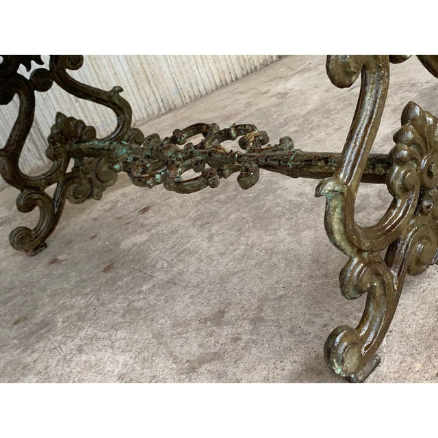 Mid 19th Century French Solid Cast Iron French Scrolling "Butterfly" Coffee Table with Marble Top For Sale - Image 12 of 18