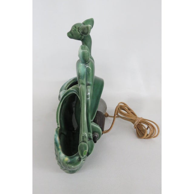 Ceramic 1950s Mid Century Modern Phil Mar Deer Tv Lamp Planter Green Ceramic Works 4501b For Sale - Image 7 of 15