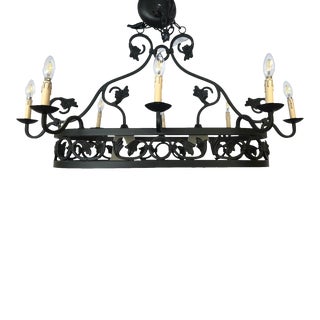 Tuscan Style Wrought Iron Oval Chandelier For Sale