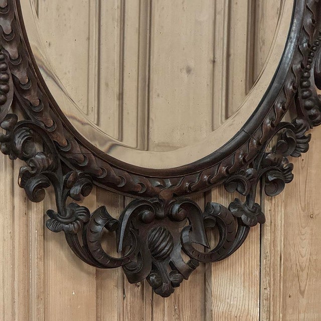 Late 19th to Early 20th Century Renaissance Revival Hand-Carved Beveled Mirror For Sale In Dallas - Image 6 of 14