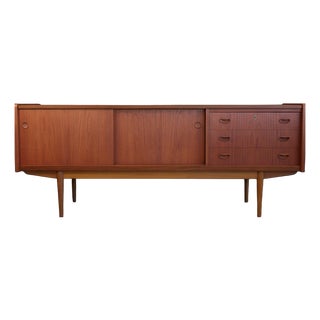 Danish Teak Sideboard with Sliding Doors and Drawers, 1960s For Sale