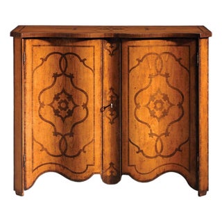 Italian Inlaid Cherry Wood Accent Cabinet For Sale