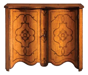 Italian Inlaid Cherry Wood Accent Cabinet