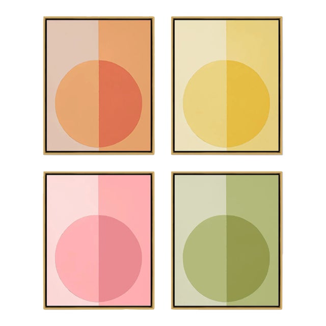 Modern Warm Forevers by Stephanie Henderson in Gold Frame, Small Art Prints on Canvas, Set of 4 For Sale