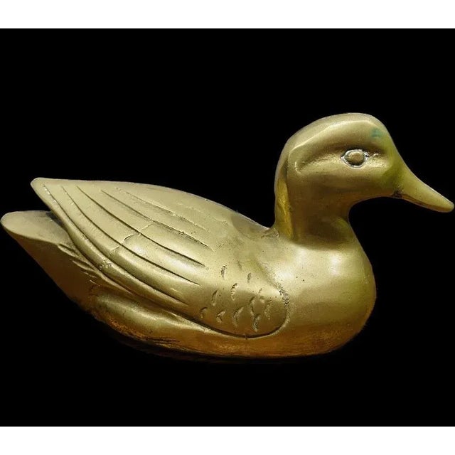 Mid-Century Modern Mid Century Brass Duck For Sale - Image 3 of 9