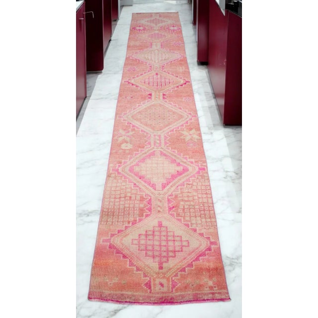 Boho Chic 1960s Hand Knotted Kurdish Tribal Low Pile Runner For Sale - Image 3 of 11