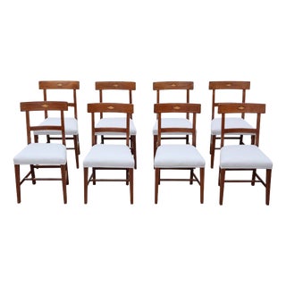 Antique Inlaid Mahogany Dining Chairs, 1800s, Set of 8 For Sale