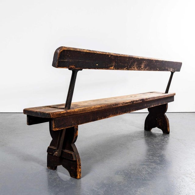 Brown English Cast Metal and Pitch Pine Railway Bench, 1940s For Sale - Image 8 of 10