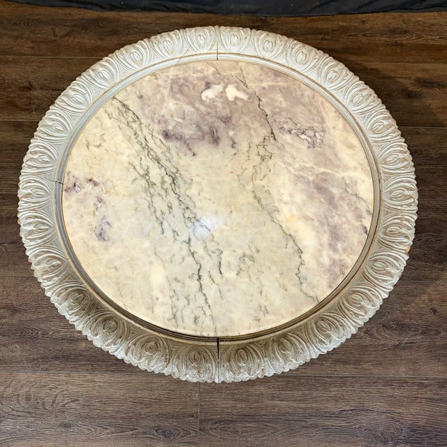 French Louis XVI Antique Painted Marble Top Coffee Table or Accent Table For Sale - Image 10 of 11