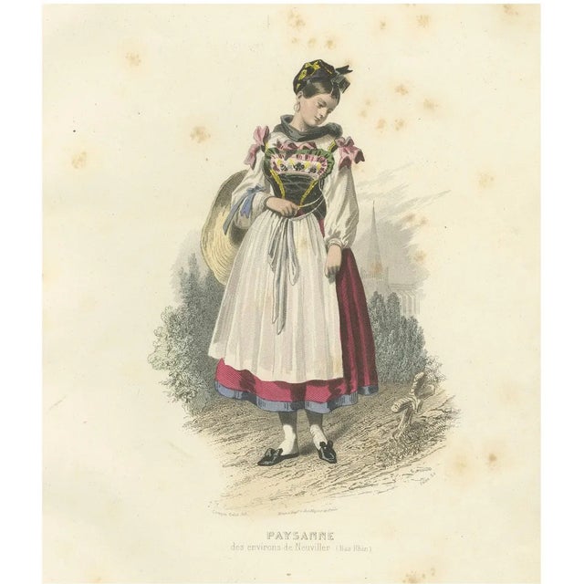 Compte-Calix, French Peasant Woman, Neuviller Bar Rhin, 1853, Print For Sale