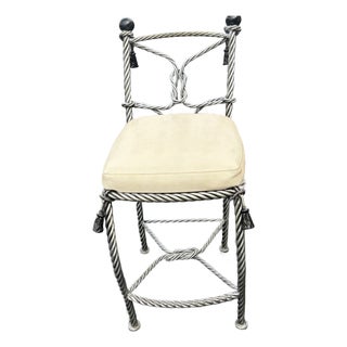 Vintage Napoleon III Iron Rope Twist Designer Bar Stool For Sale