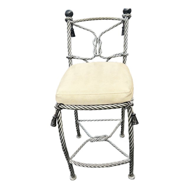 Vintage Napoleon III Iron Rope Twist Designer Bar Stool For Sale