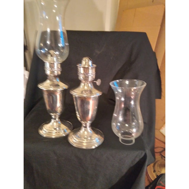 1960s Pair of Gorham Silver Plated Oil Lamps Model Yc490 For Sale In San Diego - Image 6 of 12