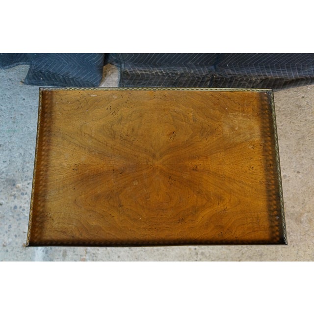 Mid Century French Louis XVI Style Crotch Walnut Nesting Tables Set of Three For Sale - Image 18 of 18