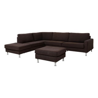 Set of Fabric Concept Plus Corner Sofa and Ottoman in Brown Grey from Ewald Schillig For Sale
