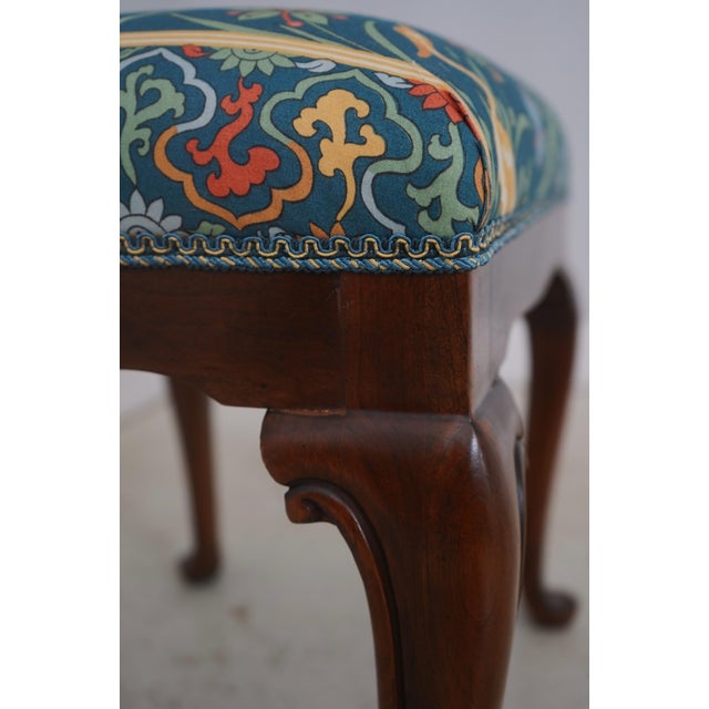 Pair Scalamandre Upholstered Queen Anne Stools For Sale - Image 9 of 12