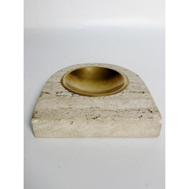 Travertine and Brass Ashtray, France, 1960s For Sale - Image 12 of 14