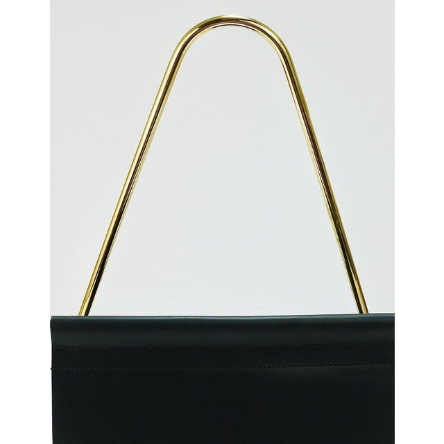 Mid-Century Magazine Rack in Brass and Black Leather attributed to Carl Auböck, Austria, 1950s For Sale - Image 6 of 18