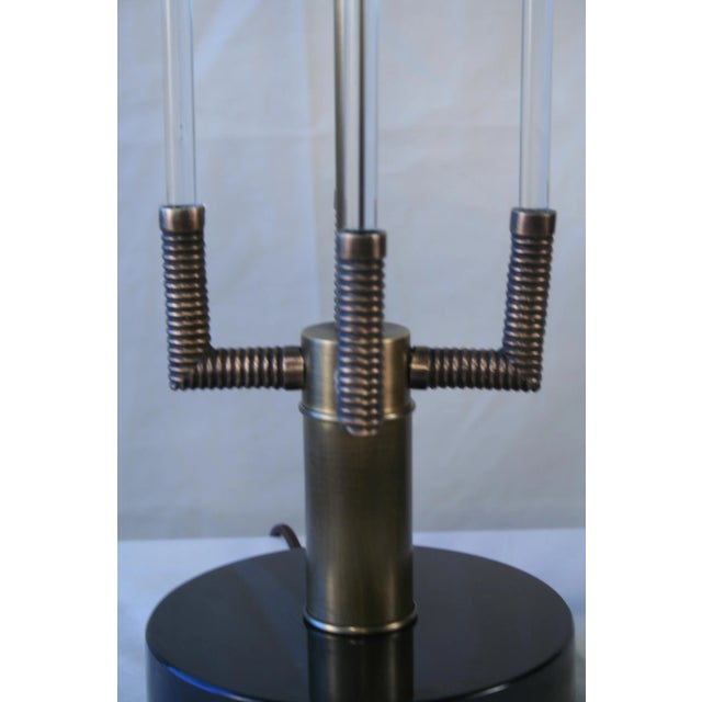 Brown Deco Glass Rods Bronze Table Lamps with Cast Marble Bases - a Pair For Sale - Image 8 of 11