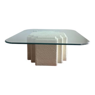 1970s Postmodern Coffee Table - Plaster Finish For Sale