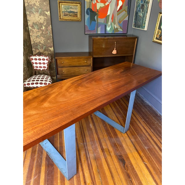 Mid Century Solid Sapele Mahagony Slab Dining Table For Sale - Image 11 of 12