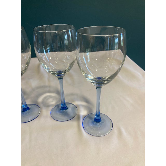 Mid 20th Century Vintage Light Blue French Wine Goblets- Set of 4 For Sale - Image 5 of 8