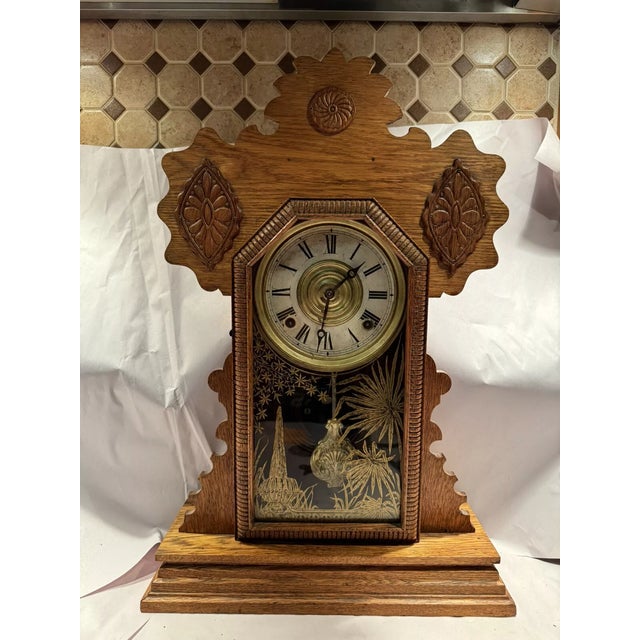 Late 19th Century 19th Century Parlor Mantel Clock by Ingraham For Sale - Image 5 of 8