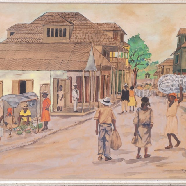 Paint Two Vintage Haitian Watercolors on Paper by D. Duclair For Sale - Image 7 of 10