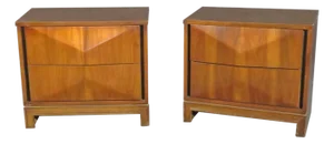 Mid 20th Century Pair of Diamond Front Night Stands in the Style of Johnson Carper - 2 Pieces