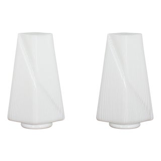 Italian Striped Murano Glass Table Lamps by Lino Tagliapietra, 1970s, Set of 2 For Sale