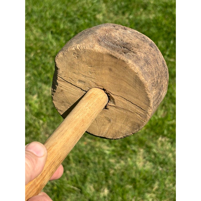 Rustic Very Early Rustic Wooden Mallet For Sale - Image 3 of 12
