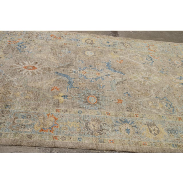 6 X 10 Modern Hand-Knotted Sultanabad Brown Wool Rug With Floral Design For Sale - Image 12 of 13