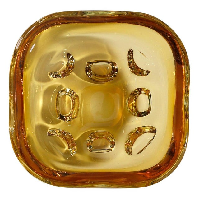Dimpled Amber Murano Glass Bowl by Galliano Ferro, Italy, 1960s For Sale - Image 11 of 11