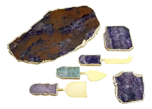Agate Cheese Board Set, Set of 6