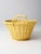 Wood Vintage Painted Yellow Wicker Laundry Basket For Sale - Image 7 of 13