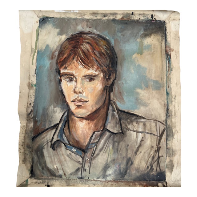 1950’s Impressionist Male Portrait Painting on Canvas For Sale