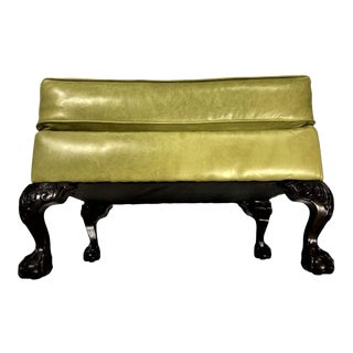 Early 20th Century Green Ball and Claw Ottoman For Sale