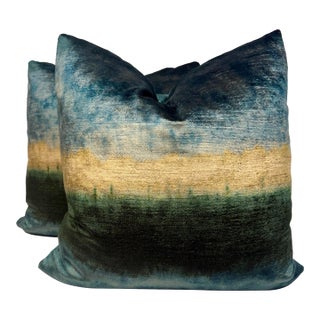 Kravet Couture "Izumu" in Aegean 22" Pillows-a Pair For Sale
