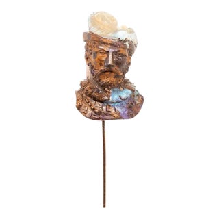 Vintage Antique Stick Pin With Carved Opal Bust of a Man Attributed to Wilhelm Schmidt For Sale