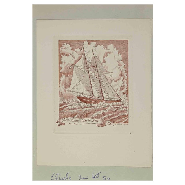 Juan Estiarte, Ex Libris Juan Arturo Sedò, Etching, 1950 For Sale